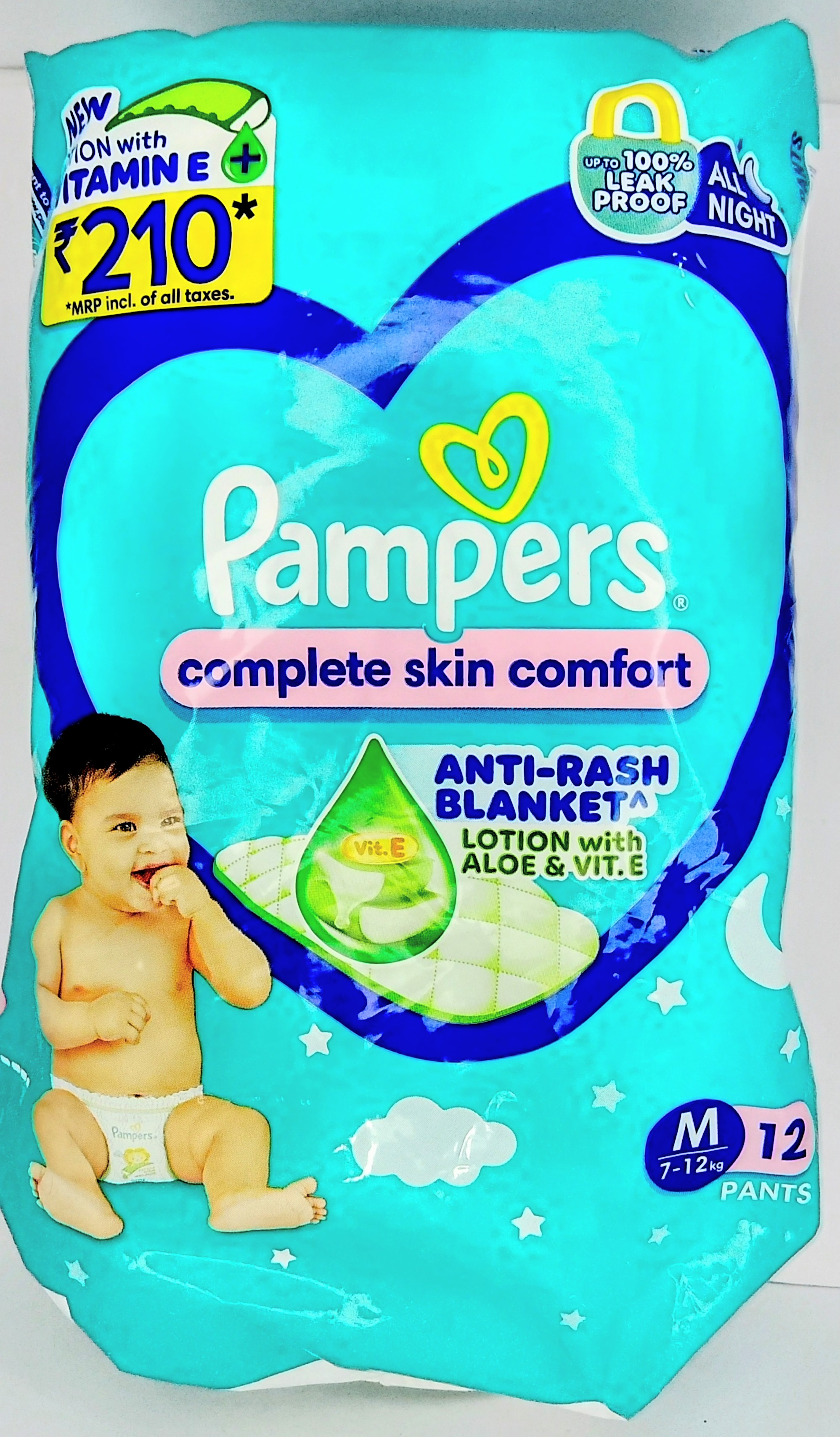 Pampers Lotion With Aloe & Vit.E 12 Pants (M 7-12 kg)